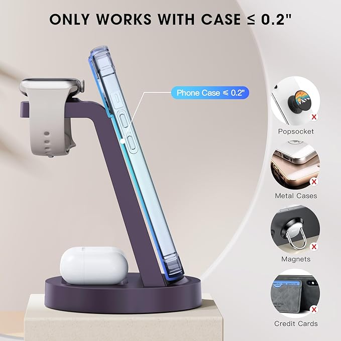 3 in 1 Charging Station for iPhone - Wireless Charger for Apple Products Multiple Devices - Charging Dock Stand for AirPods (for iPhone 17 16e 16 15 14 13 pro 12 11 X Max)