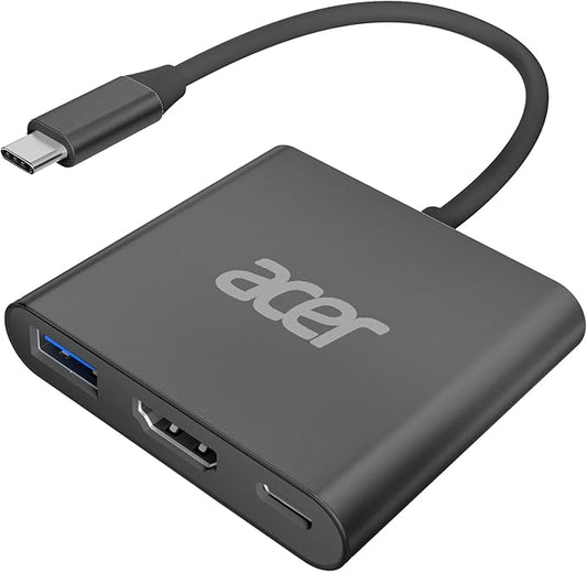 Acer USB C Hub, 3 in 1 USB C to HDMI Multi-Port Adapter,with 5Gbps USB 3.0 GEN1 Data Port, 4K HDMI Port and PD Max 100W Charging for USB C Phones, Tablets, iPad Pro, MacBook Pro, Acer Laptops and More