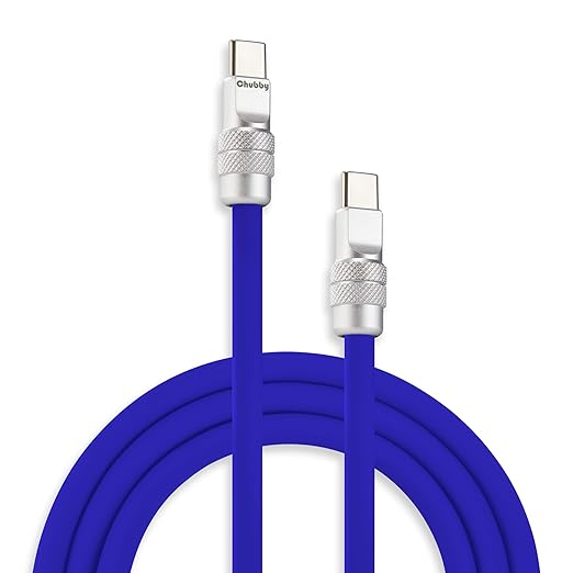 chubbycable Chubby 2.0 Fast Charging Cable Durable Soft Silicone USB C Cable 240W Extra Thick Charger Cord Compatible with iPhone 17-15 Series iPad, Dark Blue, Type-C to Type-C, 8.2FT