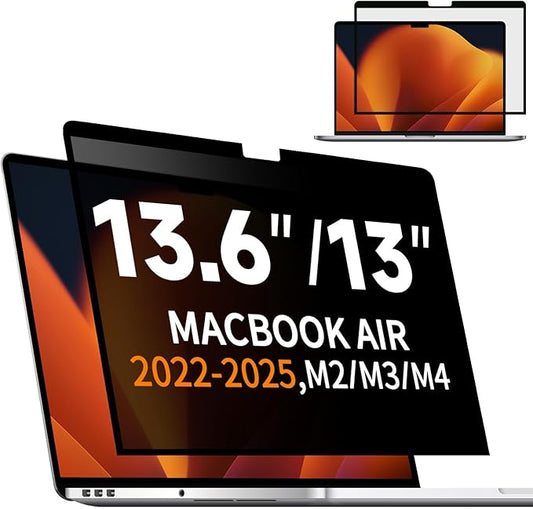 Privacy Screen for MacBook Air 13.6 & 13 Inch (2022-2025, M2, M3, M4), Anti-Spy Removable Laptop Privacy Filter Shield for Mac 13'' Model A2681 A3113 A3240