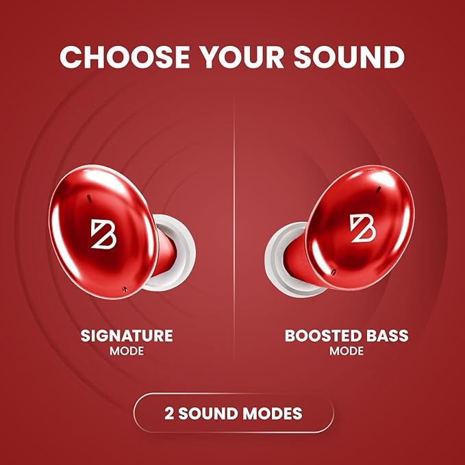 Back Bay Audio Tempo 30 Wireless Earbuds for Small Ears - Award-Winning Sound, Sweatproof Bluetooth Earbuds, Comfortable Ear Buds for Women, Red Earphones Small Ear Canals, Long Battery Headphones