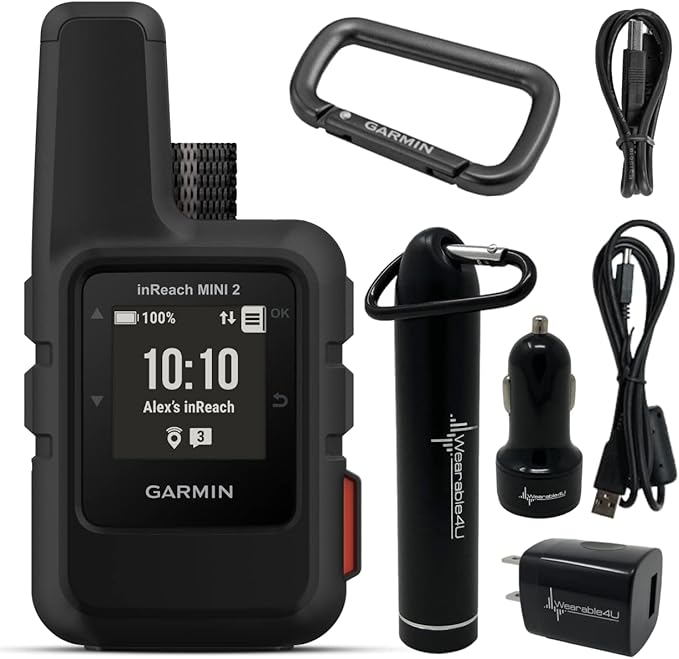 Wearable4U - Garmin inReach Mini 2 Satellite Communicator (Black) with Power Pack Bundle