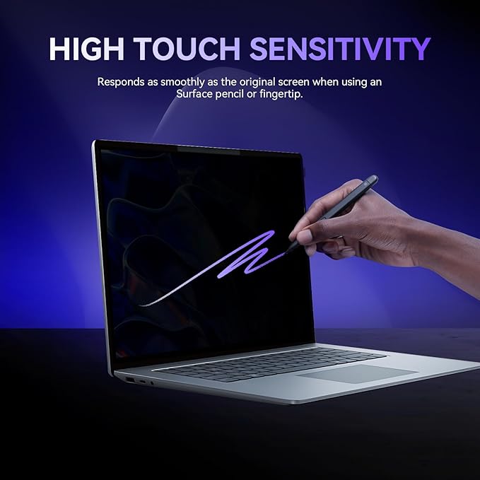 Privacy Screen for Surface Laptop 6/5/4/3-15 Inch, Removable Computer Screen Anti-Spy Filter Shield for Microsoft Surface Laptop 15in
