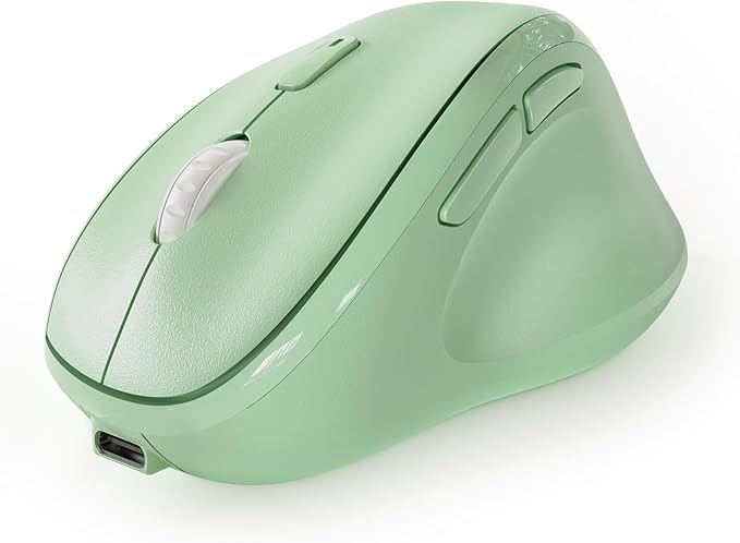 Micropack Ergonomic Vertical Wireless Bluetooth Mouse for Laptop MacBook PC Rechargeable Silent Click 3-Mode Multi-Device 2.4G Adjustable DPI Compatible with Windows Android iOS MacOS Green
