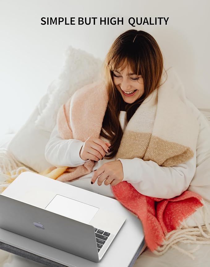 Portable Lap Laptop Desk with Pillow Cushion, Fits up to 15.6 inch Laptop, Lap Stand for Bed & Couch & Carpet, Book Tablet/Drawing Board/Computer Laptop Stand - White