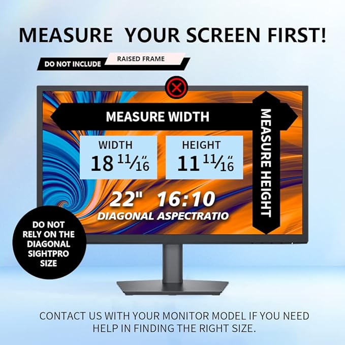 Computer Privacy Screen 22 inch, Removable 16:10 Aspect Ratio Widescreen Laptop Monitor,Eye Protection Anti Glare Blue Light Slide Mount Tabs Cover Screen Protector for Privacy Screen Filter 22 inch