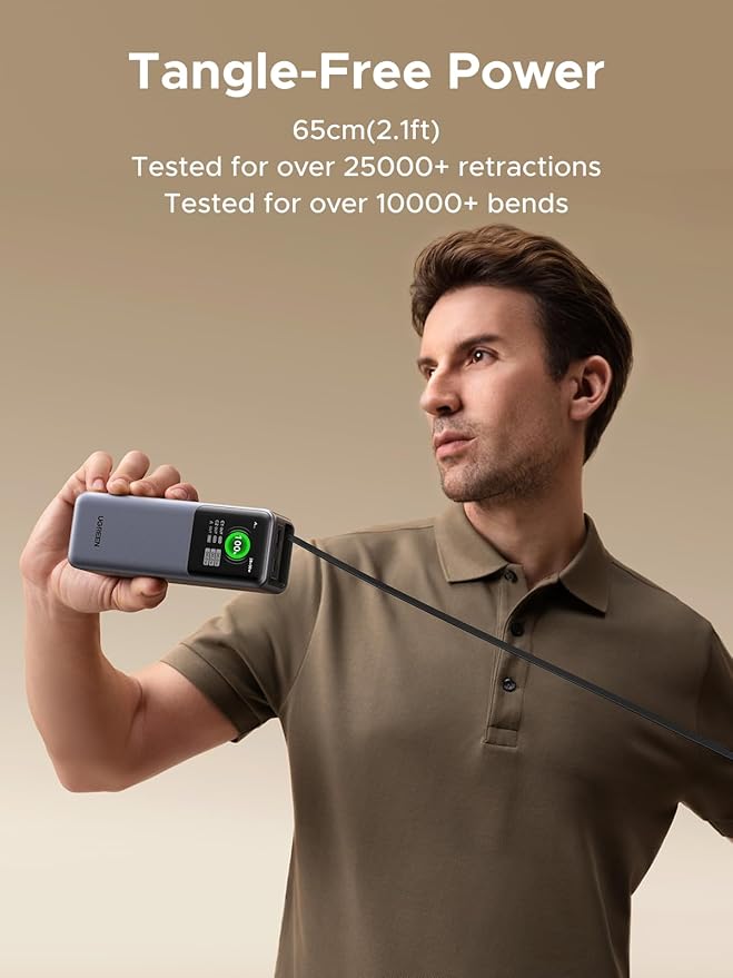 UGREEN Nexode Power Bank 20000mAh 165W with Built-in USB C Cable Laptop Travel Portable Charger, 100W Input, Fast Charging for MacBook Pro/Air/iPhone 17/16/iPad Pro/Galaxy S25 Ultra/Dell/HP and More