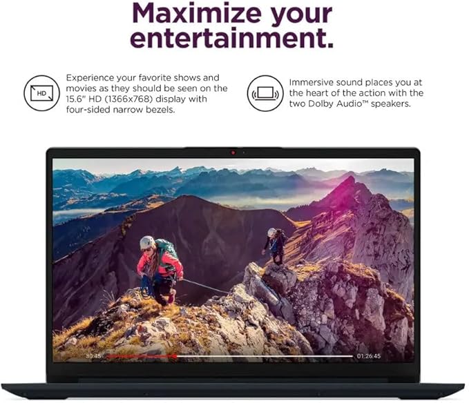 Lenovo IdeaPad 15.6" HD Anti-Glare w/ 1 Year Microsoft 365, 12GB RAM, 640GB SSD, Windows 11 Pro, WiFi 6, HDMI, USB-C, Intel Processor, SD Card Reader, Up to 9.5 Hours Battery Life, w/WOWPC USB