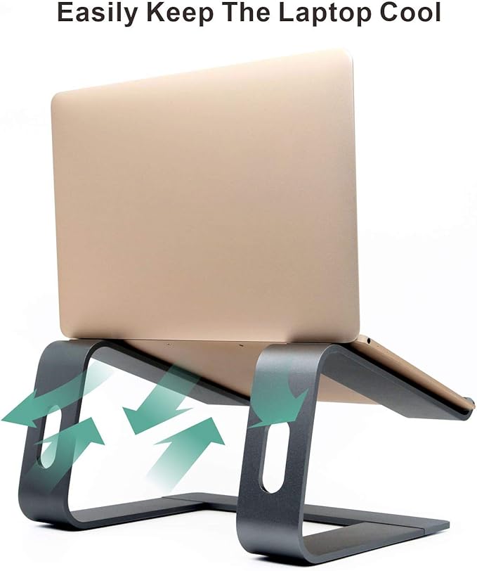 MacBook Pro/Air HP Lenovo Samsung Huawei Laptop Riser: Gray Aluminum Ergonomic Mount for 10-17.3' Laptops