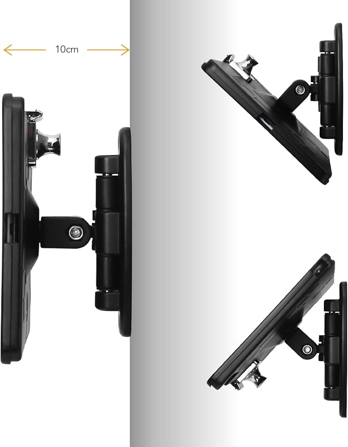 Tablet Wall Mount Bracket with fold for iPad 10.2-Inch (9th,8th,7th Gen.), Extend Adjustable Arm Swivel with Anti Theft Security Lock and Key, Multi Angle, Rotate Design,Metal (Black)