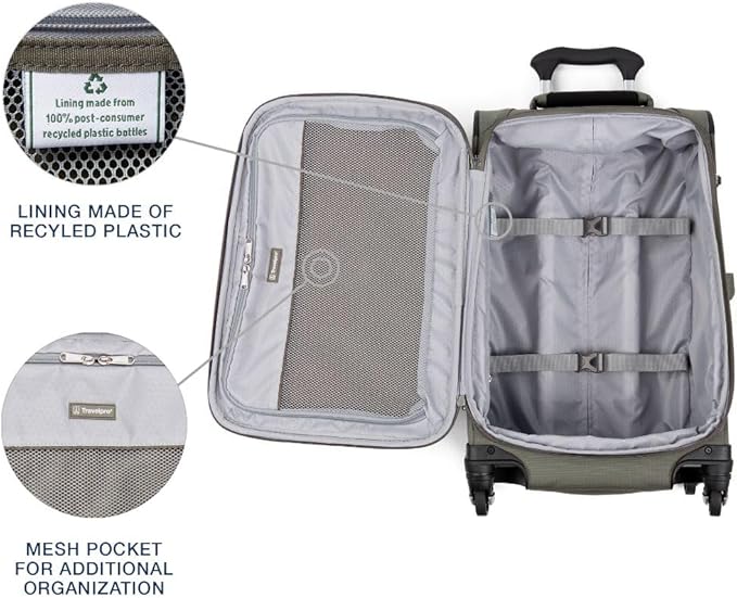 Travelpro Maxlite 5 Softside Expandable Carry on Luggage with 4 Spinner Wheels, Lightweight Suitcase, Men and Women, Slate Green, Carry On 21-Inch