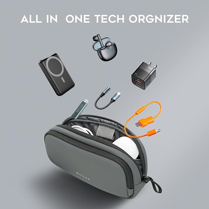 BANGE Cable Organizer Pouch，Water Resistant Tech Accessories Bag Carry Storage，Electronic Accessory Case for Charger, Cables, Power Bank, Hard Drive, Cords