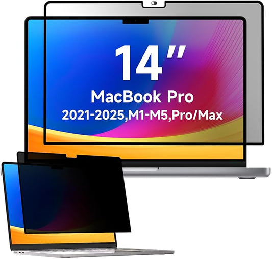 Mamol Privacy Screen for MacBook Pro 14 Inch (2021-2025, M1, M2, M3, M4, M5), MagicSuction™ Removable Vacuum Adsorption Anti Spy,Anti Glare Anti Blue Light Filter for Mac Laptop Computer
