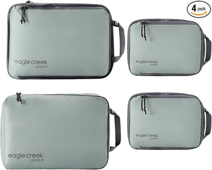 Eagle Creek Pack-It Isolate Carry-On Set - Compact Compression Cube Set for Optimizing Luggage Space - Convenient Top Handle - Internal Storage Divider - Water-Resistant - Washable - Storm Grey