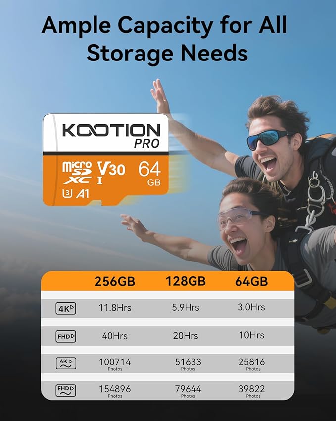 KOOTION 64GB Micro SD Card 10-Pack with Adapter, U3 TF Flash Memory Card V30, A1, 4K UHD, microSDXC Memory Card
