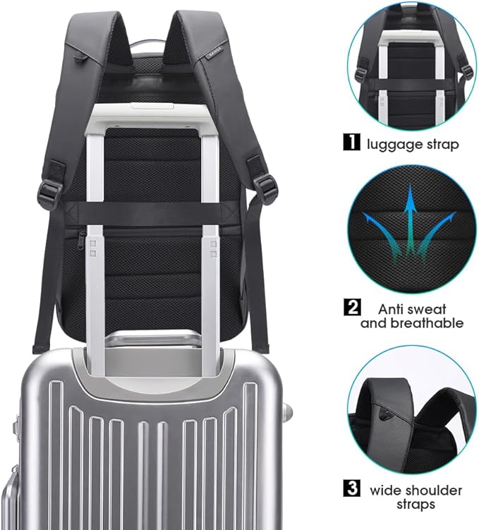 BANGE Anti Theft Backpack,Slim Laptop Backpacks Fit for 15.6 INCH，Business Backpack with USB Charging Port,Men Travel Backpack for Men and Women