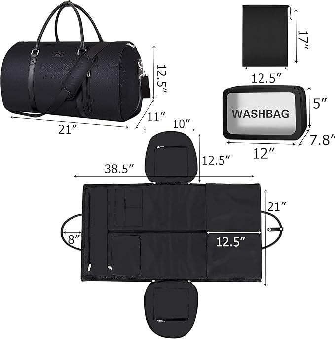 Garment Bag for Travel Convertible Carry On Garment Bag Large Travel Duffel Bags for Women 2 in 1 Hanging Suitcase Suit Travel Bags for Women & Men 3pcs Set
