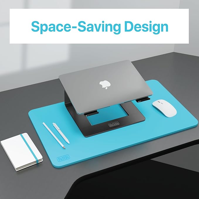 BLACK+DECKER Laptop Stand for Computer Desk, Ergonomic Laptop Stand for Desk, Lap top Riser Compatible with MacBook Notebook, Lap top Holder, Durable Aluminum Computer Riser Accessories, Black