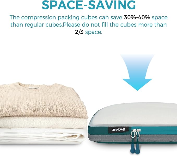 BAGAIL 6 Set Ultralight Compression Packing Cubes Packing Organizer for Travel Accessories Luggage Suitcase Backpack