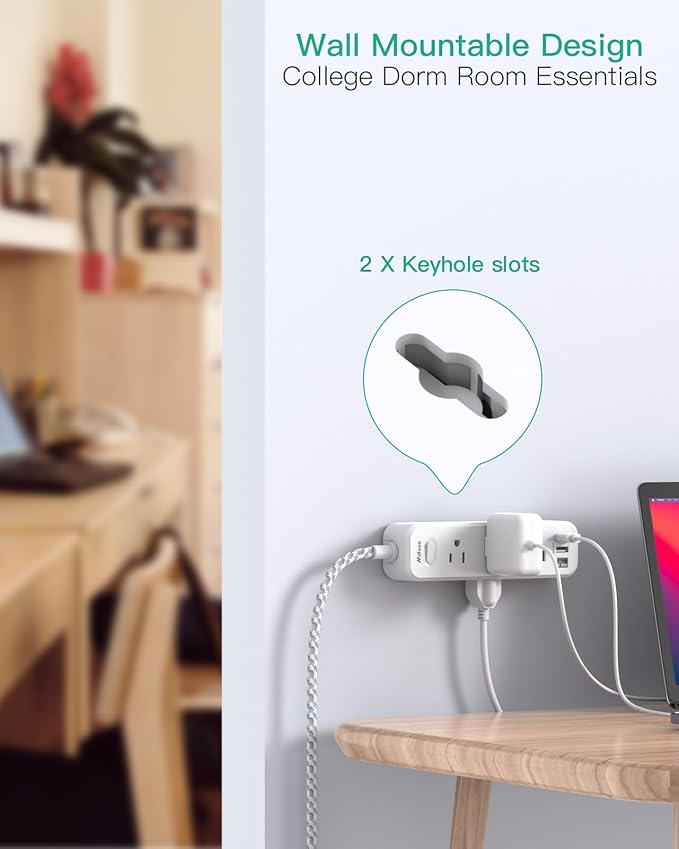 Extension Cord 25 ft, Surge Protector Power Strip, Long Extension Cord with 9 Outlets 3 USB Ports, Extension Cord with Multiple Outlets, USB Power Strip for Home, Office, Dorm Room Essentials, College