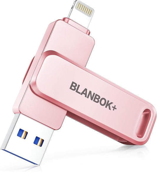 MFi Certified Flash Drive 256GB for iPhone USB Memory Stick Thumb Drives High Speed USB Stick,Photo Stick External Storage for iPhone/iPad/Android/PC（Pink）