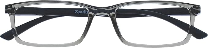 OPULIZE SEE Reading Glasses with Blue Light Blocking for Women and Men, Narrow Frame, Spring Hinges, Computer Gaming Glasses, Grey +2 (Pack of 1)