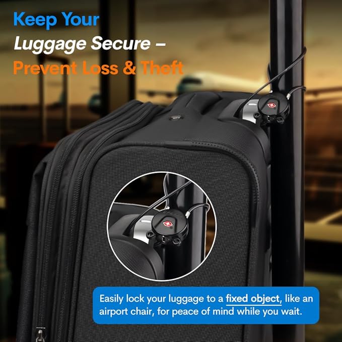 Forge TSA Approved Luggage Locks, Ultra-Secure Dimple Key Travel Lock, Extra long-15'' Cable Locks with Zinc Alloy Body