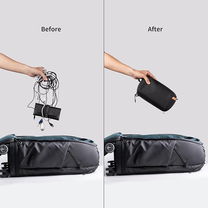 PGYTECH Travel Tech Organizer, Waterproof Tech Pouch, Electronics Accessories Organizer Travel Carrying Case, Cable Organizer Bag for Cables, Cord, Phone Batteries, Charger,Photography SD Card, Grey