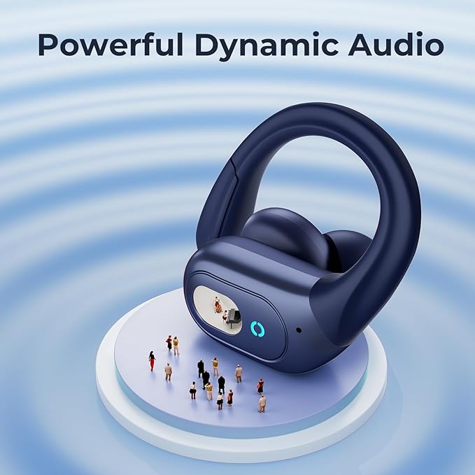 occiam Active Noise Cancelling Ear Buds Bluetooth Headphones Wireless Earbuds 90Hrs Playback Stereo Bass Earphones with Over-Ear Hooks IPX7 Waterproof Earbud for Sports Running Gym Workout Deep Blue