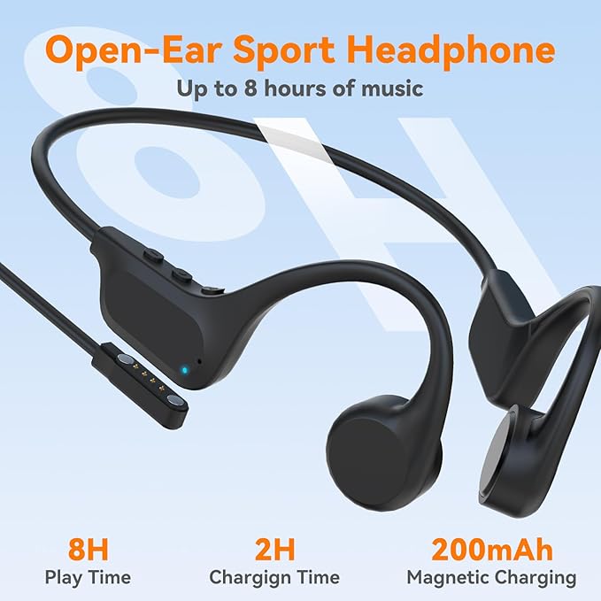 Bone Conduction Bluetooth Headphones-SurfAudio,IP68 Waterproof Swimming Headphones with 32GB MP3 Player, Lightweight Open Ear Design for Swimming/Surfing/Marathon/Cycling(Tangerine)