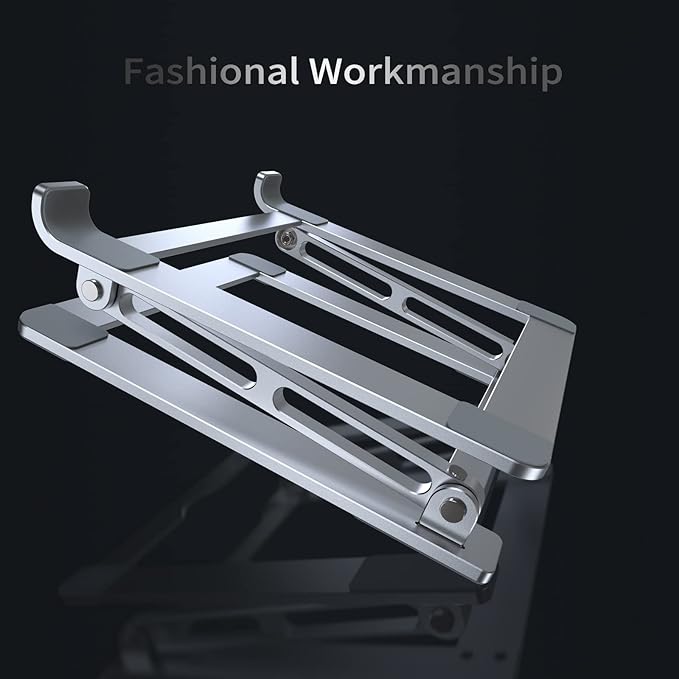 Laptop Stand for Desk, Adjustable Laptop Stand Holder Portable Laptop Riser with Multi-Angle Height Adjustable Computer Stand for MacBook Air/Pro and More Notebooks 10-17.3"-Silver