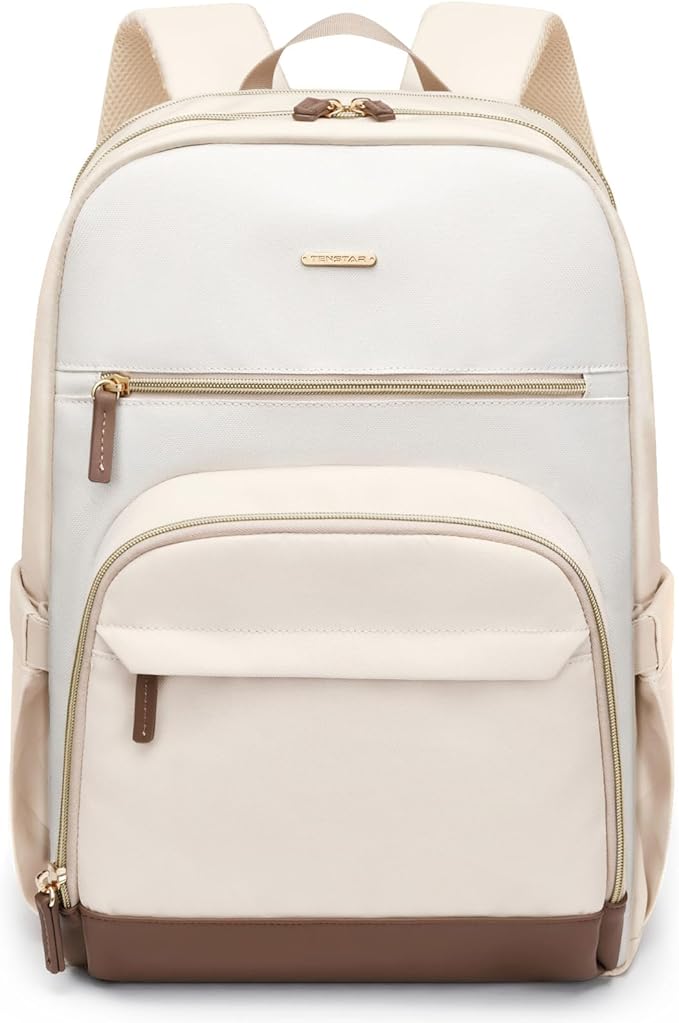 TENSTAR Laptop Backpack for Women, Computer Backpack Fit 16 Inch Notebook, Large Capacity College Backpack Bookbag Casual Daypack for Travel, Apricot