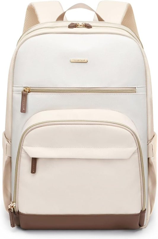 TENSTAR Laptop Backpack for Women, Computer Backpack Fit 16 Inch Notebook, Large Capacity College Backpack Bookbag Casual Daypack for Travel, Apricot