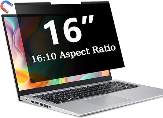 ZOEGAA Magnetic Laptop Privacy Screen 16 Inch, Compatible With HP Dell Acer Asus Lenovo, Removable 16:10 Laptop Screen Privacy Shield, Anti Spy, Anti Glare, Blue Ray Reduction