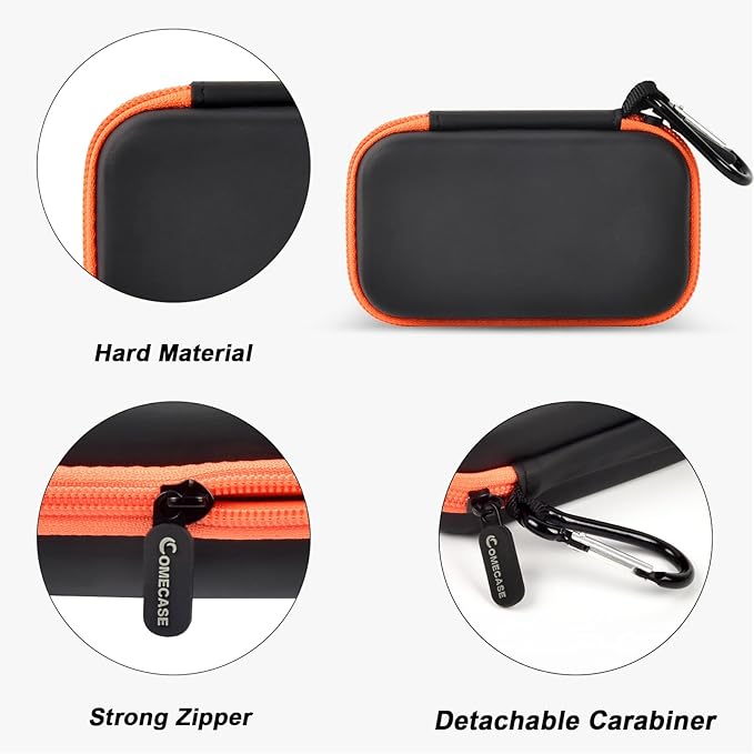 Case Compatible with SanDisk Extreme Pro/for SanDisk Portable SSD 1TB 2TB 4TB 500GB/ for Crucial X10 X9 Pro External Solid State Drive, Travel Storage Bag for 2 SSD and SD Card -Orange (Box Only)