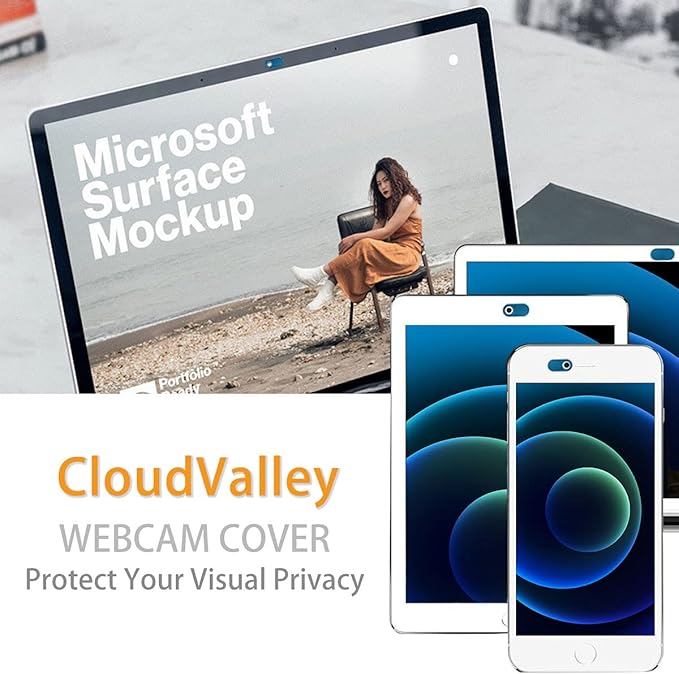 CloudValley Camera Cover Slide Ultra-Thin, Blue Webcam Cover for MacBook air, Laptop, iMac, Desktop, PC, MacBook Pro, iPad, iPhone 8/7/6, Privacy Web Camera Protection [2 Packs]