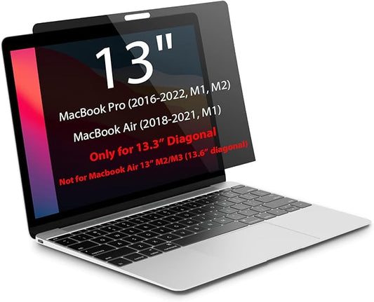 Magnetic Privacy Screen for MacBook Pro 13 inch (2016-2022, M1, M2) and MacBook Air 13 inch (2018-2021, M1), Removable Screen Protector, Blue Light Blocking, Anti Glare Protector and Privacy Filter Shield
