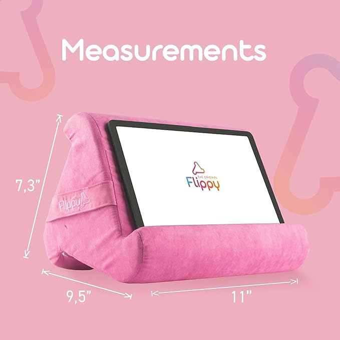 Flippy Tablet Pillow Stand - Cushion Tablet Stand & Holder, Bed Support for Lap and Desk, Compatible with Phone & Book Reading: Kindle, iPad Pro, iPhone & Samsung - in The Pink Baby