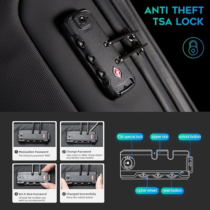 BANGE Anti Theft Business Backpack Fits 15.6 Inch Laptop,Lock Backpack with USB3.0 Charging Port for Office Work,Slim Laptop Backpack for Men and Women