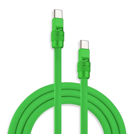 chubbycable Chubby 2.0 Fast Charging Cable Durable Soft Silicone USB C Cable 240W Extra Thick Charger Cord Compatible with iPhone 17-15 Series iPad, Green+Green, Type-C to Type-C, 3.3 FT