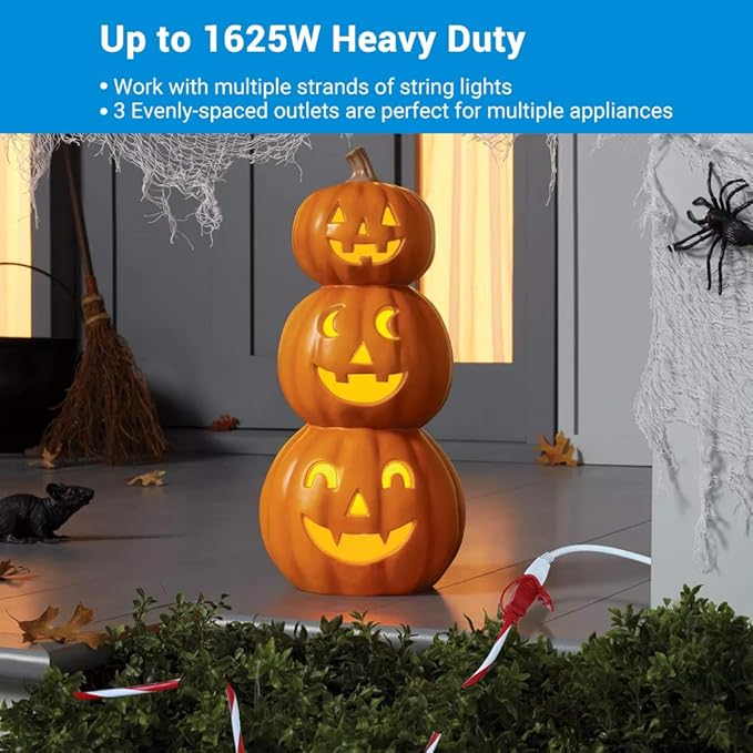 DEWENWILS 25FT Outdoor Extension Cord with Multiple Spaced Outlets Plugs, 16/3 SJTW Power Cord for Outdoor String Lights and Holiday Decorations, Appliances, UL Listed, Candy Cane