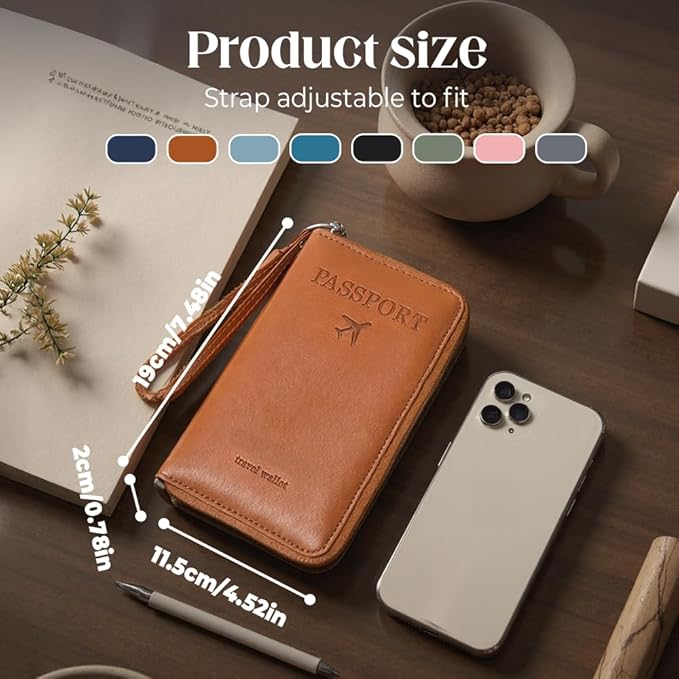 RFID Passport Holder for Wallet,RFID Blocking Document Organizer Clutch Bag, Credit Cards Case Cover Travel Wallet (Peacock Blue)