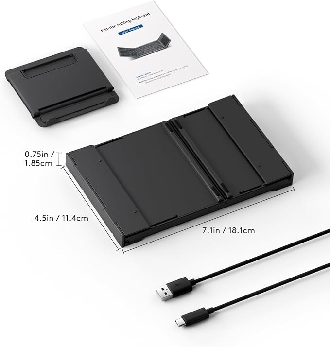 Samsers Foldable Bluetooth Keyboard with Touchpad, Full-Size Wireless Folding Keyboards with Holder, Rechargeable Portable Travel for iOS Windows Android Mac OS, Support 3 Devices (BT5.1 x 3)