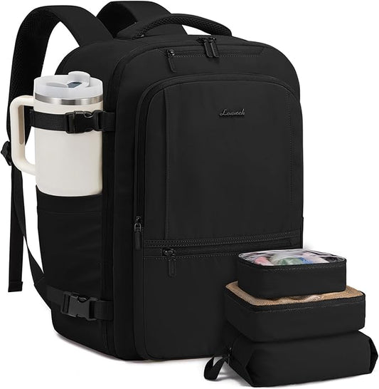 LOVEVOOK Travel Backpack for Women & Men, 40L Large Carry On Backpack Airline Approved, TSA Personal Item Weekender Bag, Water Resistant Laptop Backpack with 3 Packing Cubes for Travel Essentials