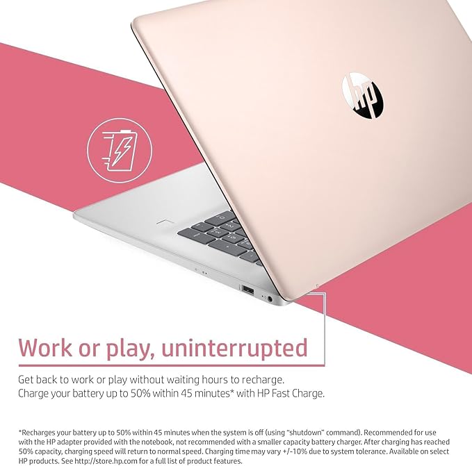 HP Essential Daily Traditional Laptop, 17.3" FHD Display, Intel Core i7-1355U, 16GB RAM, 2TB SSD, Backlit Keyboard, Numeric Keypad, Fingerprint Reader, Webcam, HDMI, Wi-Fi 6, Windows 11 Pro, Rose