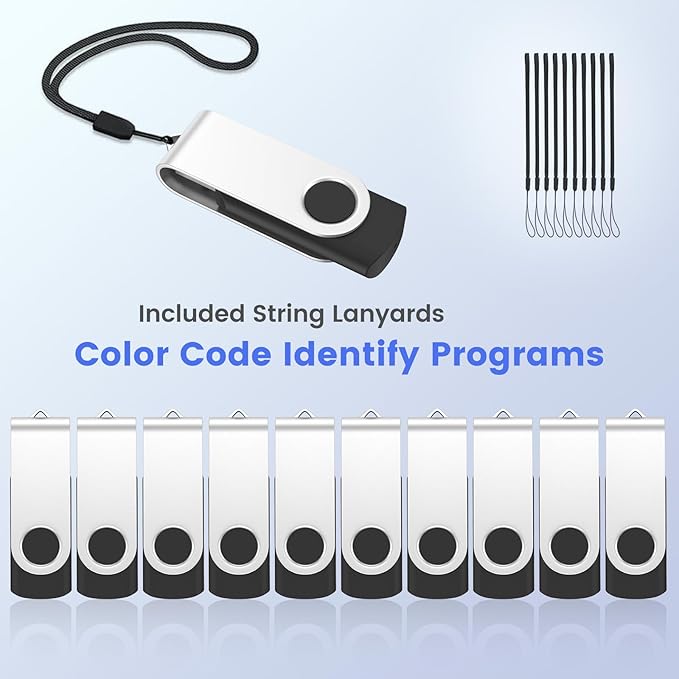 ABLAZE 64GB Flash Drive 2 Pack, USB 2.0 Thumb Drives with Lanyards Swivel USB Memory Stick 16GB