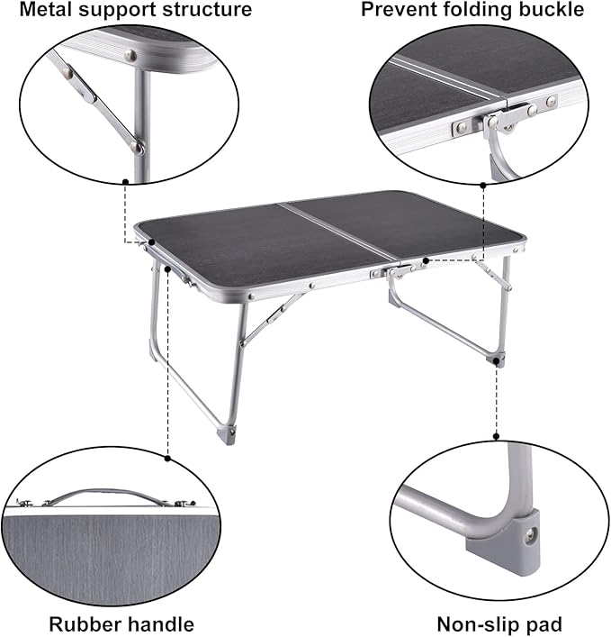 Foldable Laptop and Bed Table with Storage, Portable Mini Lap Desk for Legs, Ideal for Study, Reading, Picnic, Breakfast,and More