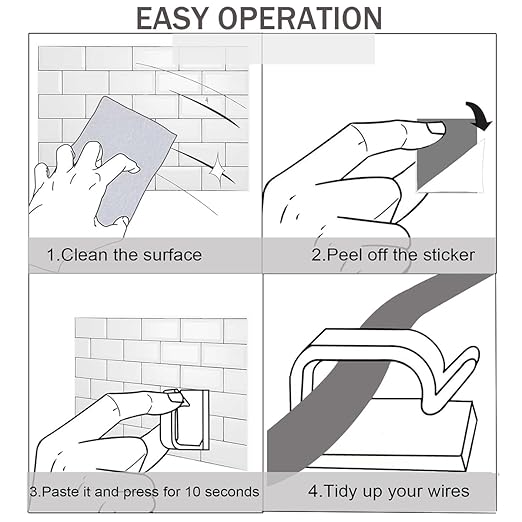 100PCS Cable Clips, Adhesive Wire Clips Strong Cord Clips Wire Holders, Cable Management Clips for Desk, Wall, Car, TV, Ethernet Cable (Clear, Small)