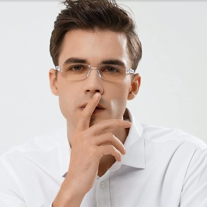 Viseng 3 pairs of reading glasses, blue light blocking glasses, computer reading glasses for men and women, fashionable rectangular one-piece glasses frame+1.5(Red)