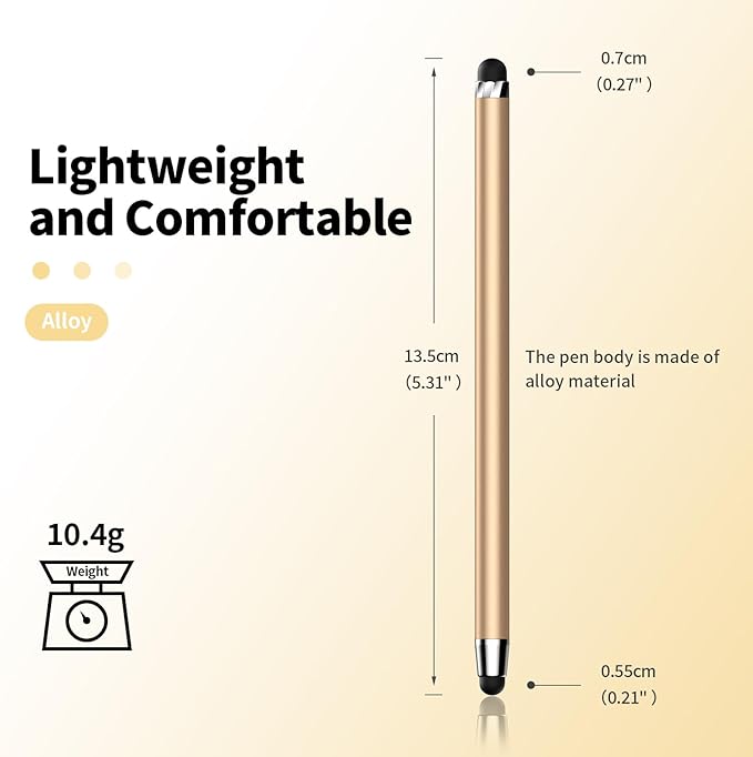 10 PCS Stylus,Stylus Pen for Touchscreen,Stylus 2-in-1 High Sensitivity & Precision Suitable for Touch Screens of iPhone/ipad/Android Tablets(10 Stylus Pen Gold/Black + 20 Tips)